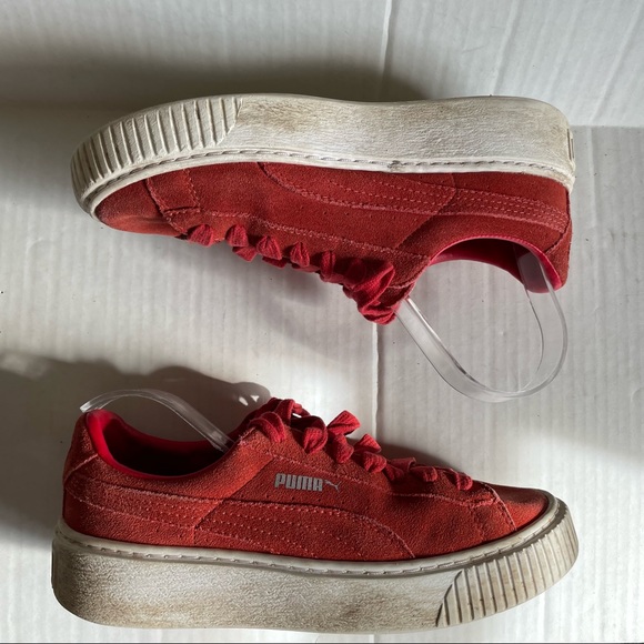 Puma Suede Platform Sneaker Red Size 6 - Picture 5 of 7